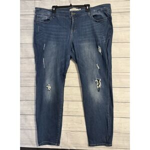 Torrid Women's Distressed Jeans 24R Dark Wash Stretch Denim